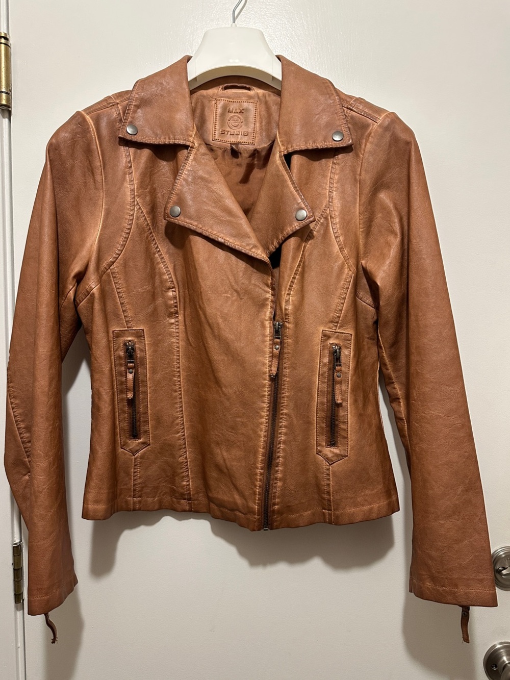 Max Studio Cognac Faux Leather Moto Jacket - NWOT